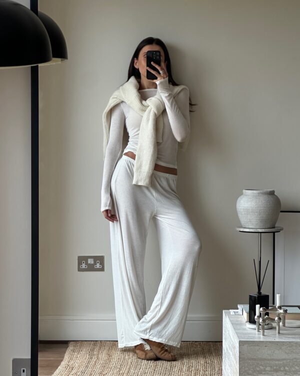 EGZT CASHMERE SKIN PANTS IN MILKY WHITE